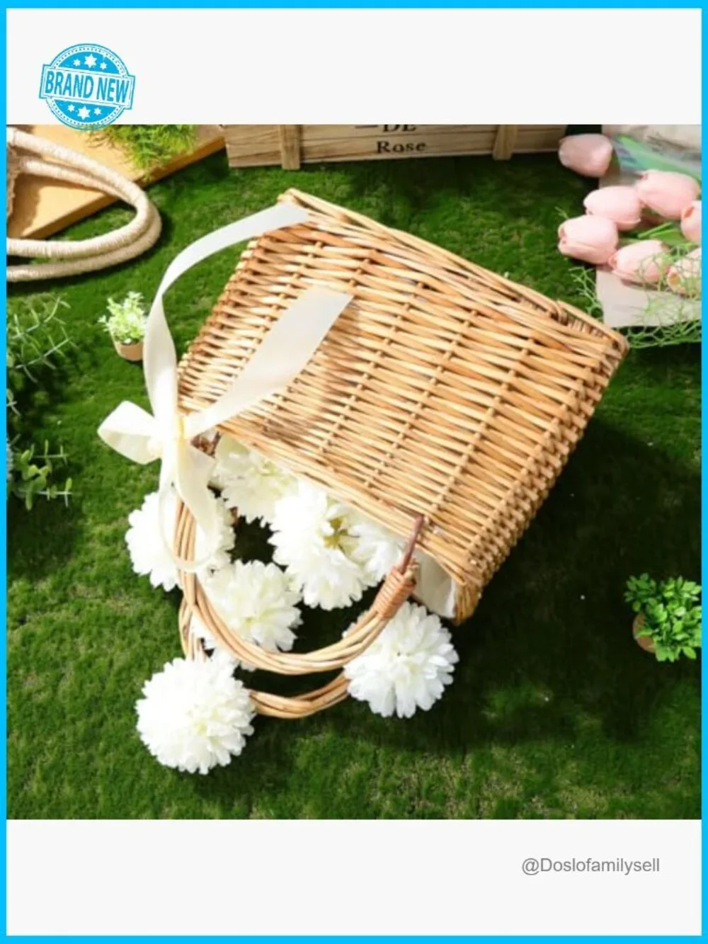 Wicker Handbag Rattan Woven Tote Boho Straw Beach Bag Summer Wedding Clutch